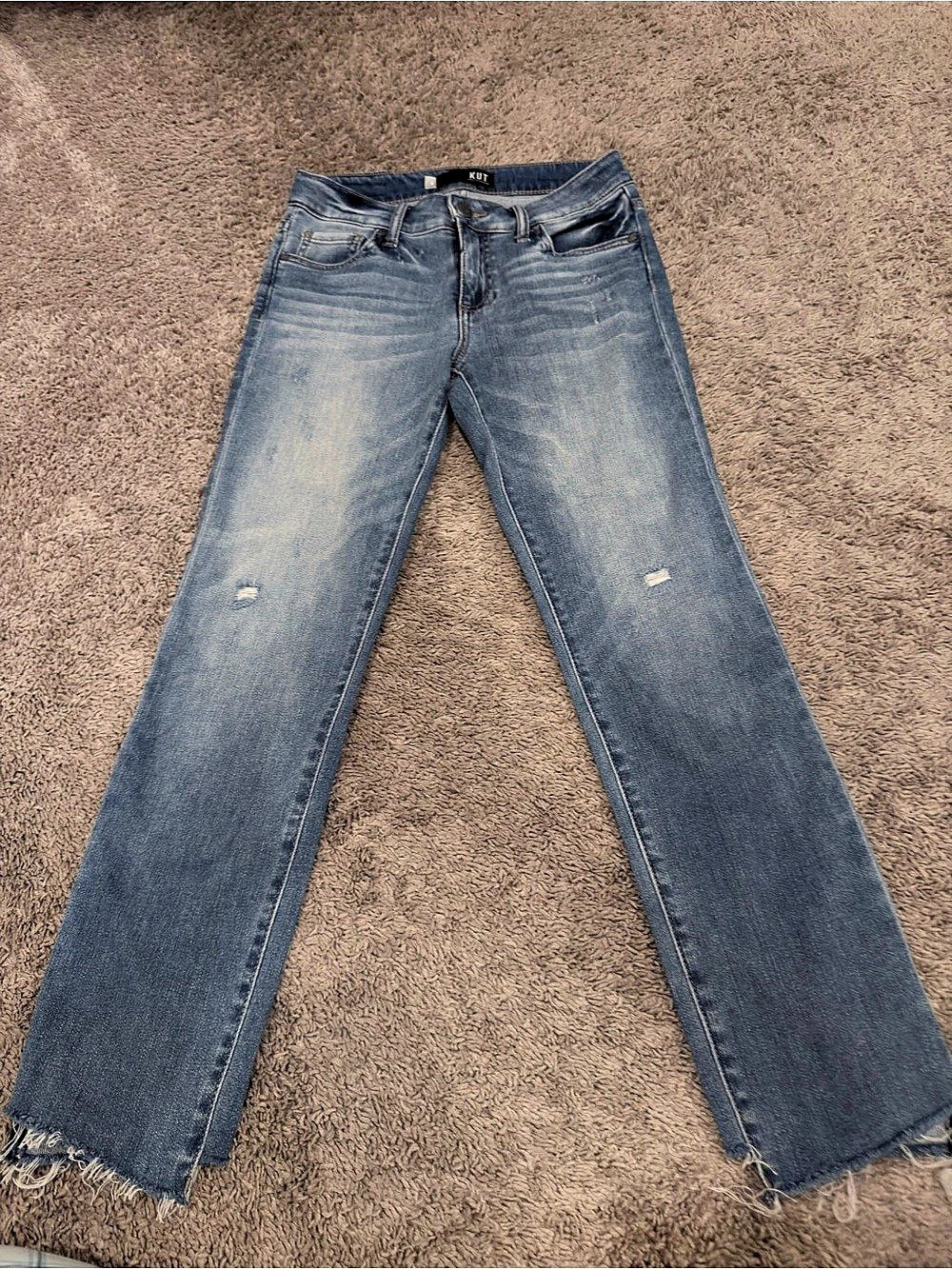KUT from the Kloth Bootcut Distressed Jeans in Blue